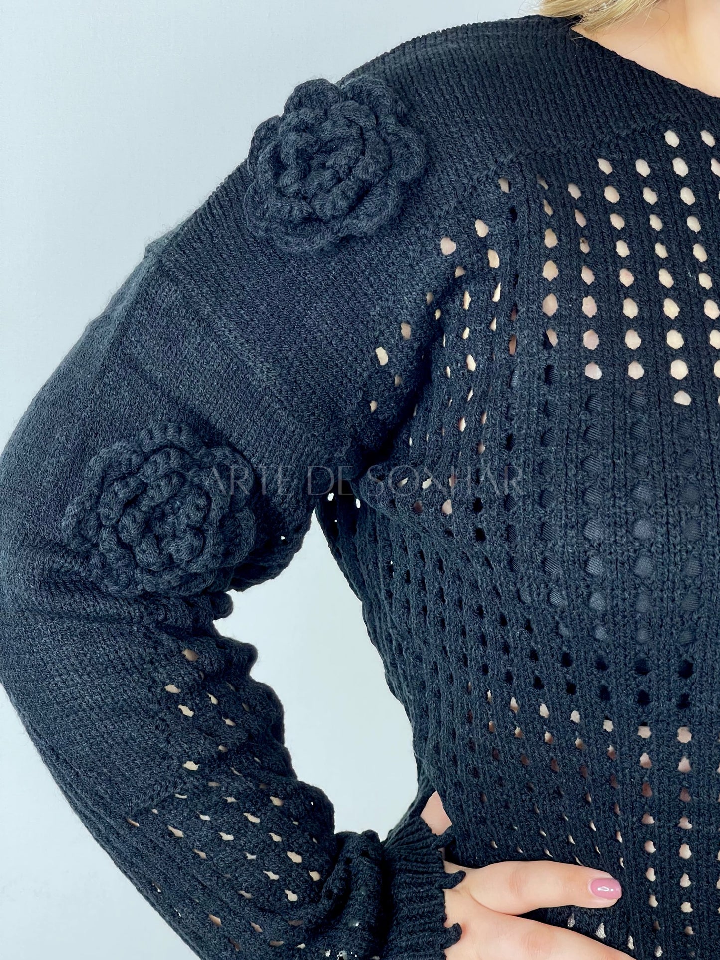 Camisola de crochet com flores