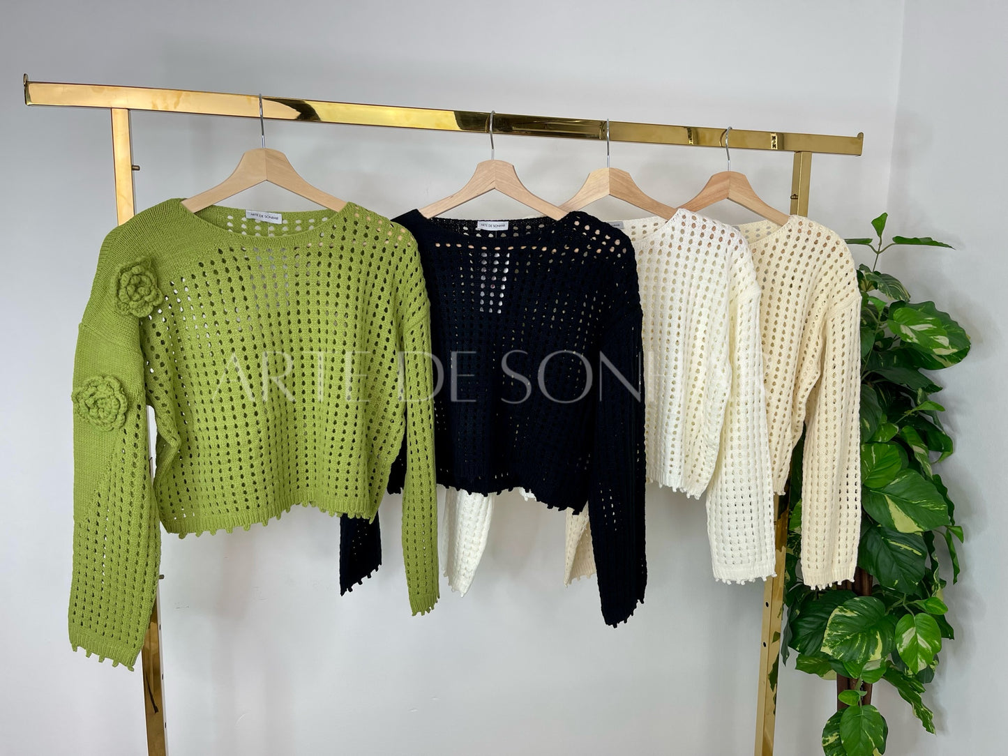Camisola de crochet com flores