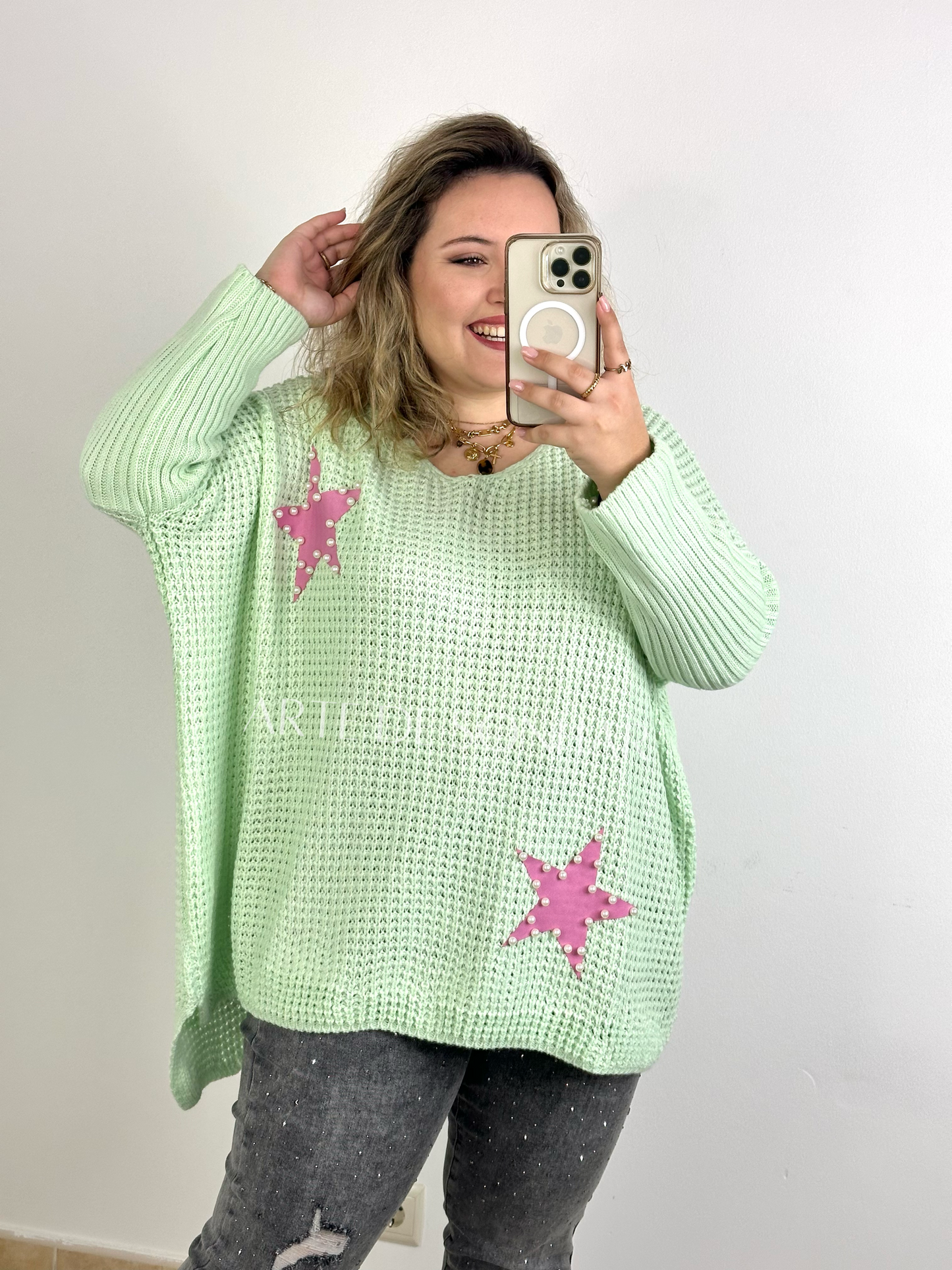 Camisola Estrela Verde Água