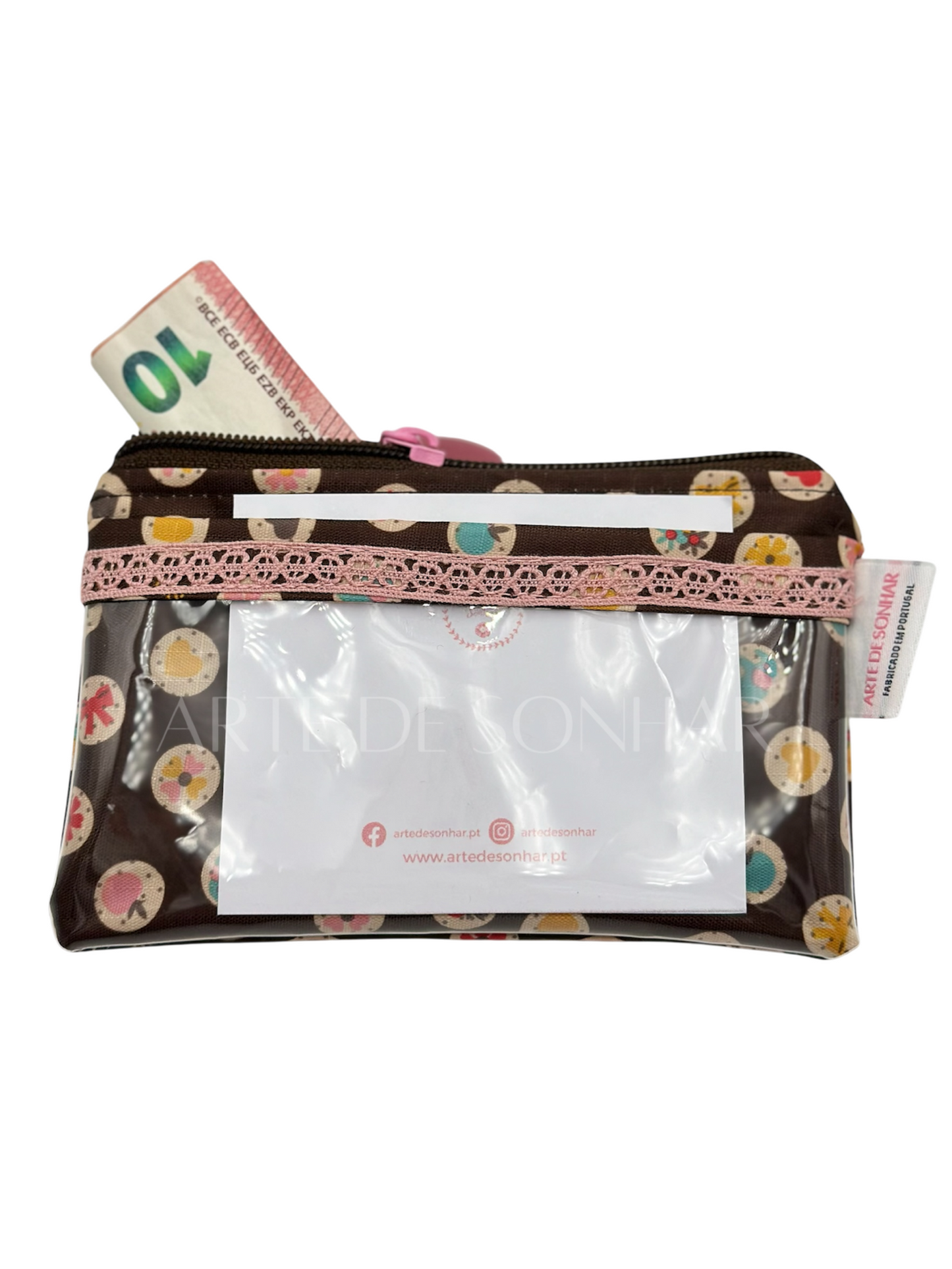 Bolsa espalmada retangular castanha