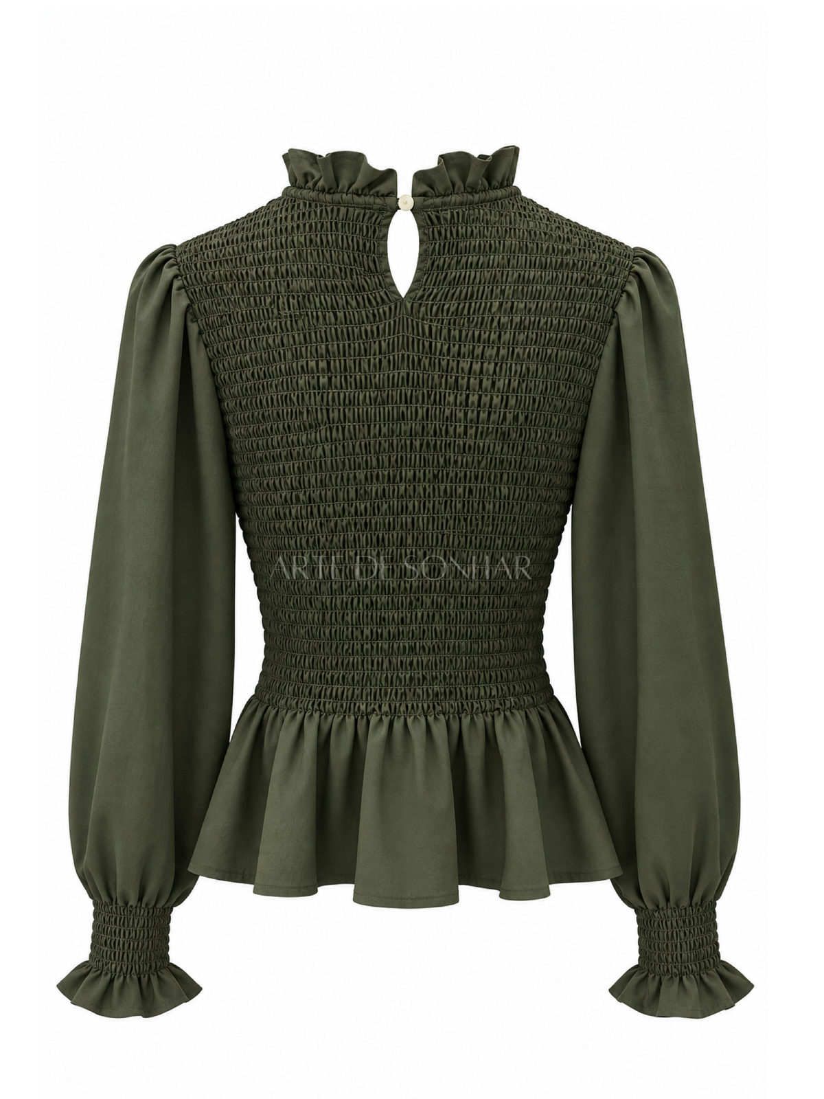 Blusa com franzido verde tropa