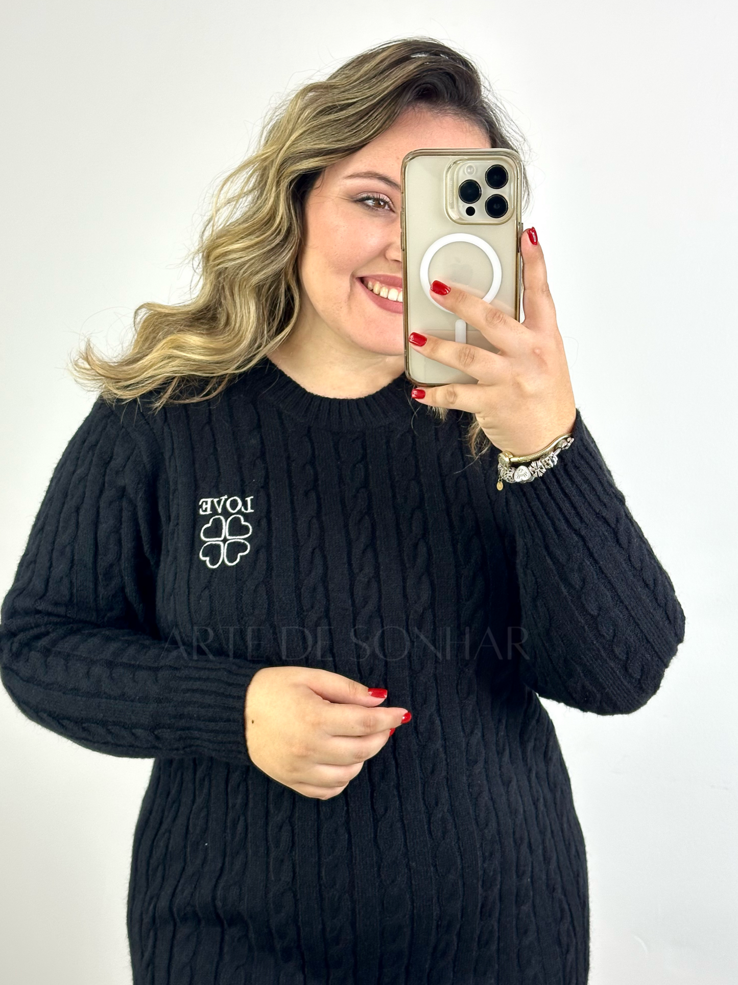 Vestido de malha Love Preto
