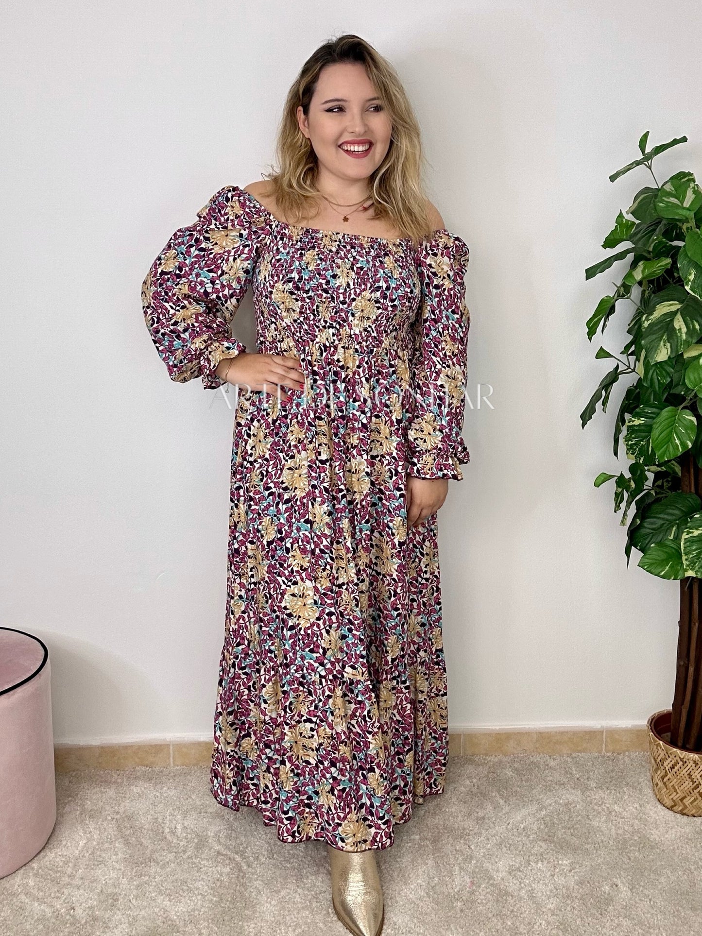 Vestido comprido de flores