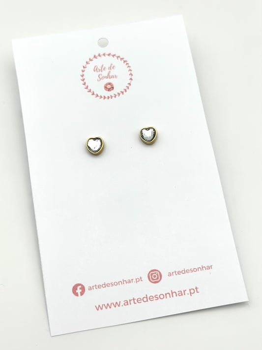 Brincos coração cristal