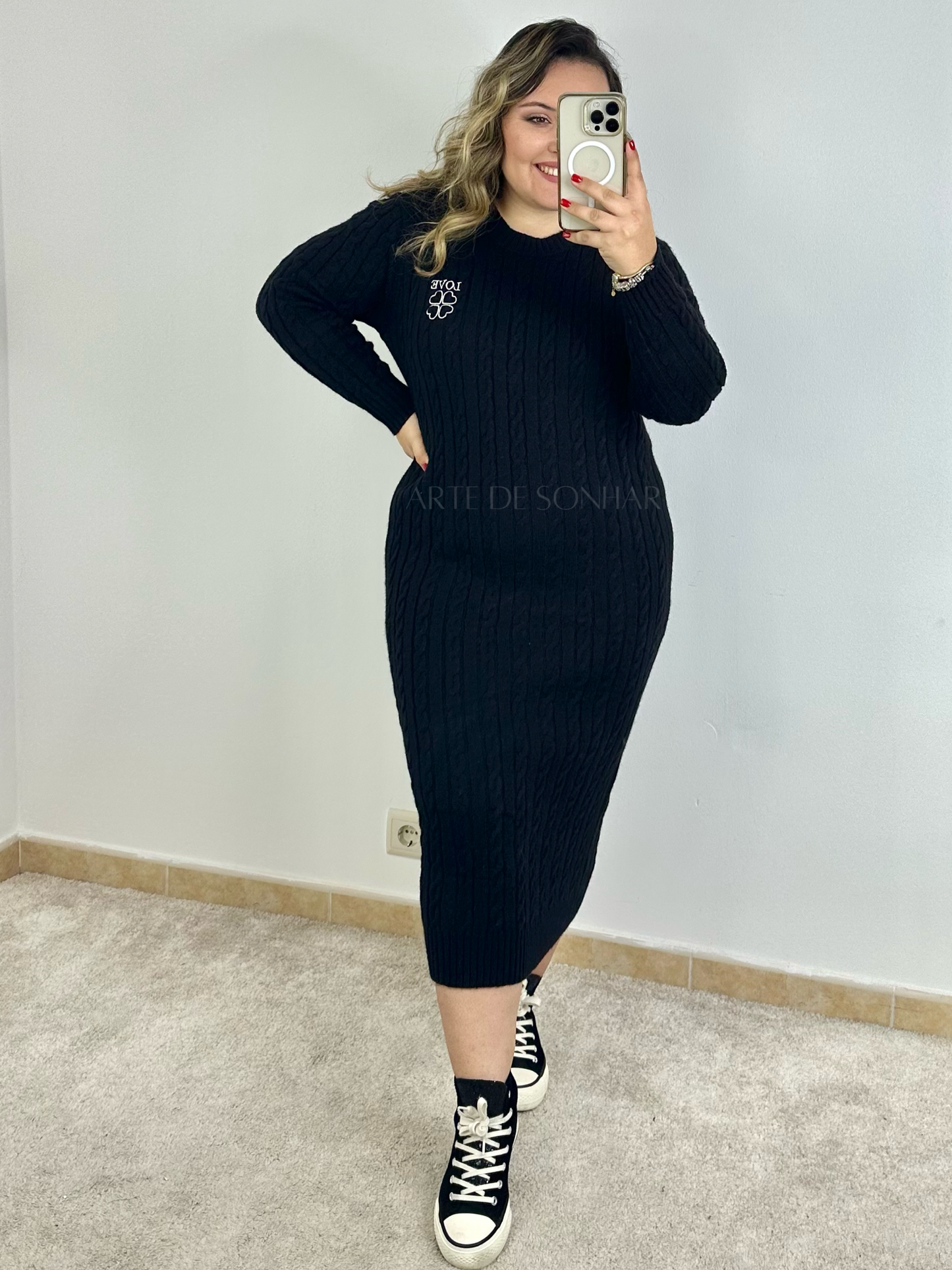Vestido de malha Love Preto