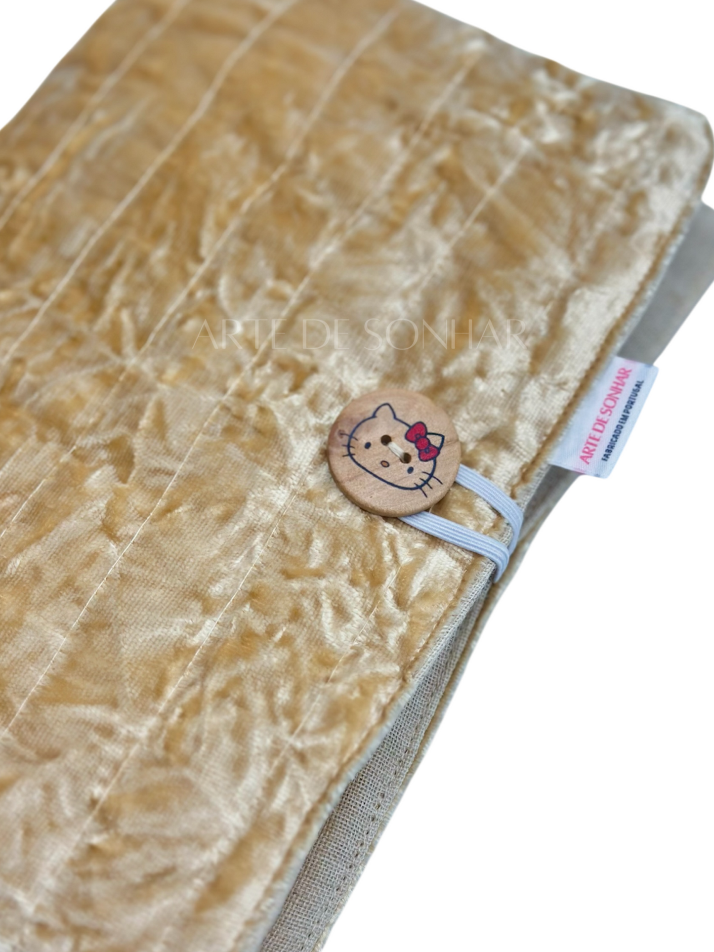 Capa de livro em veludo bege