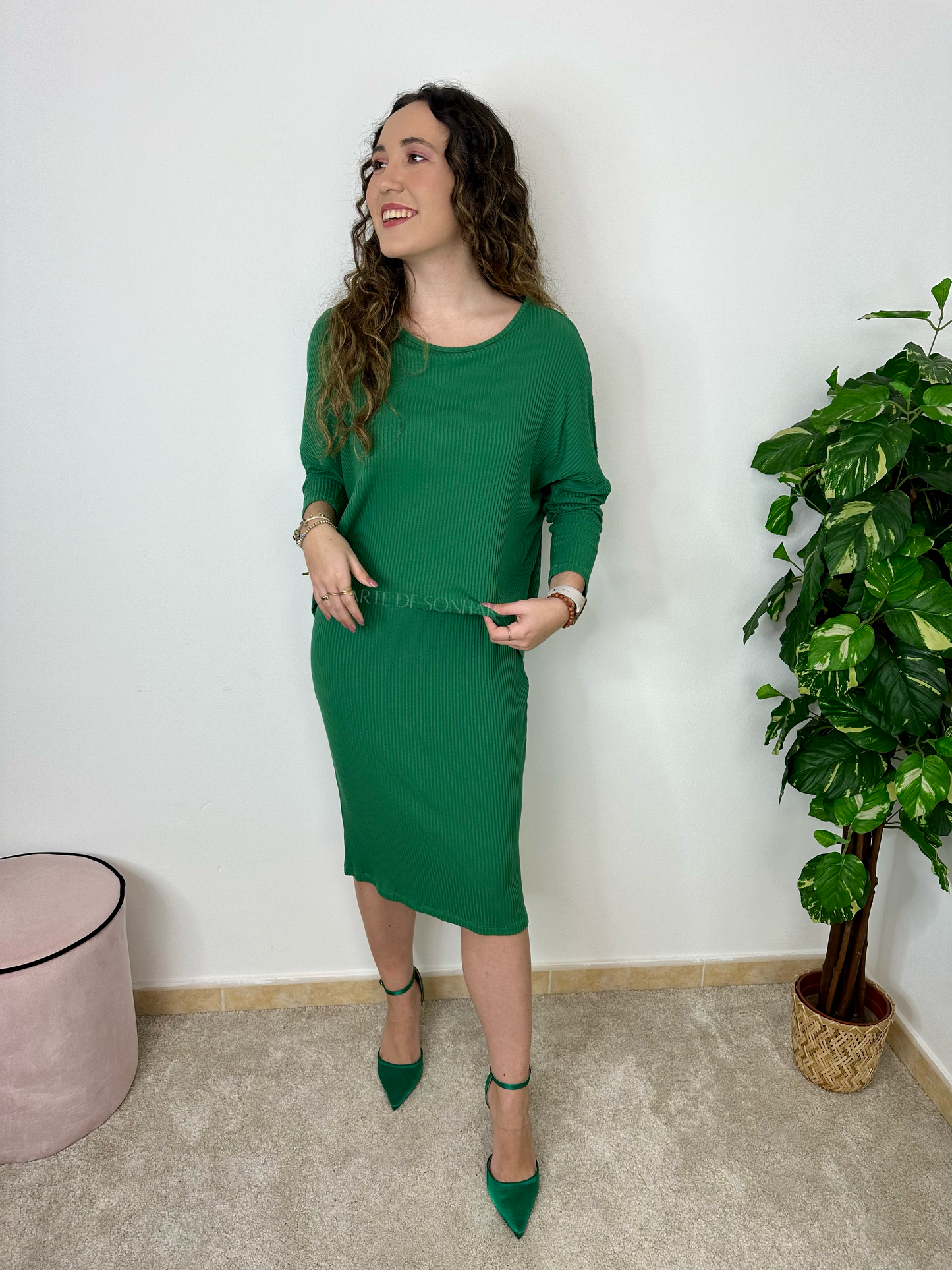 Camisola de malha canelada verde 🇵🇹