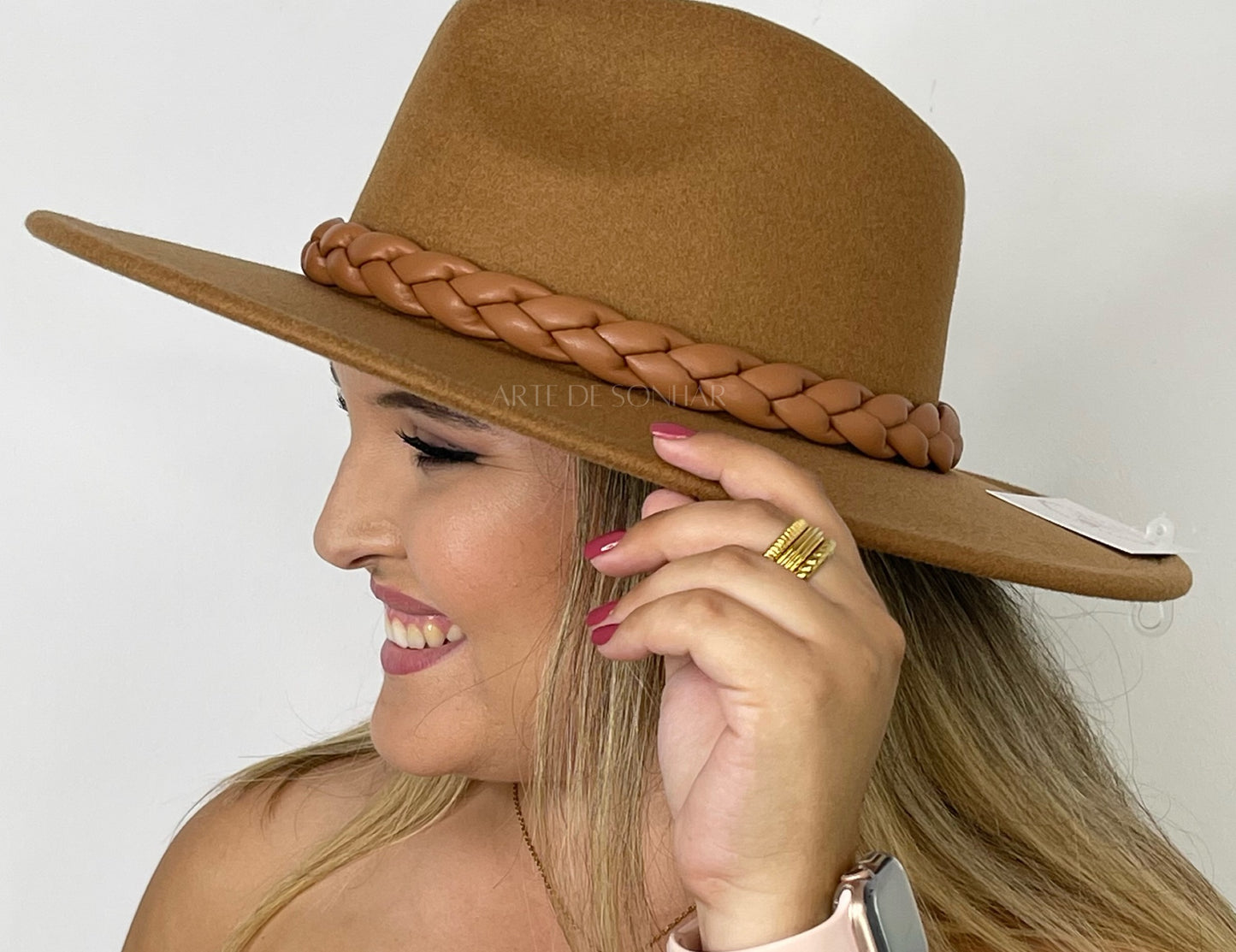 Chapéu camel com trança
