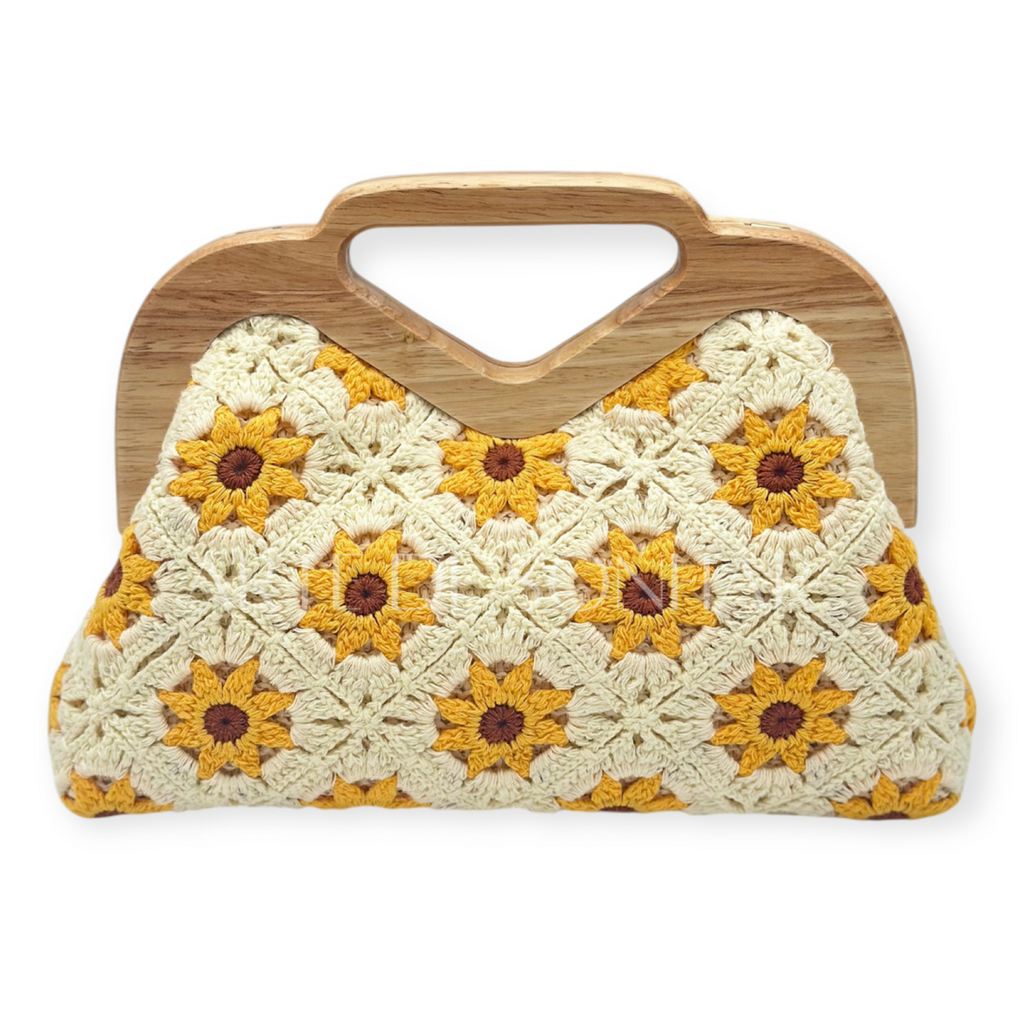 Mala das flores amarela e castanha