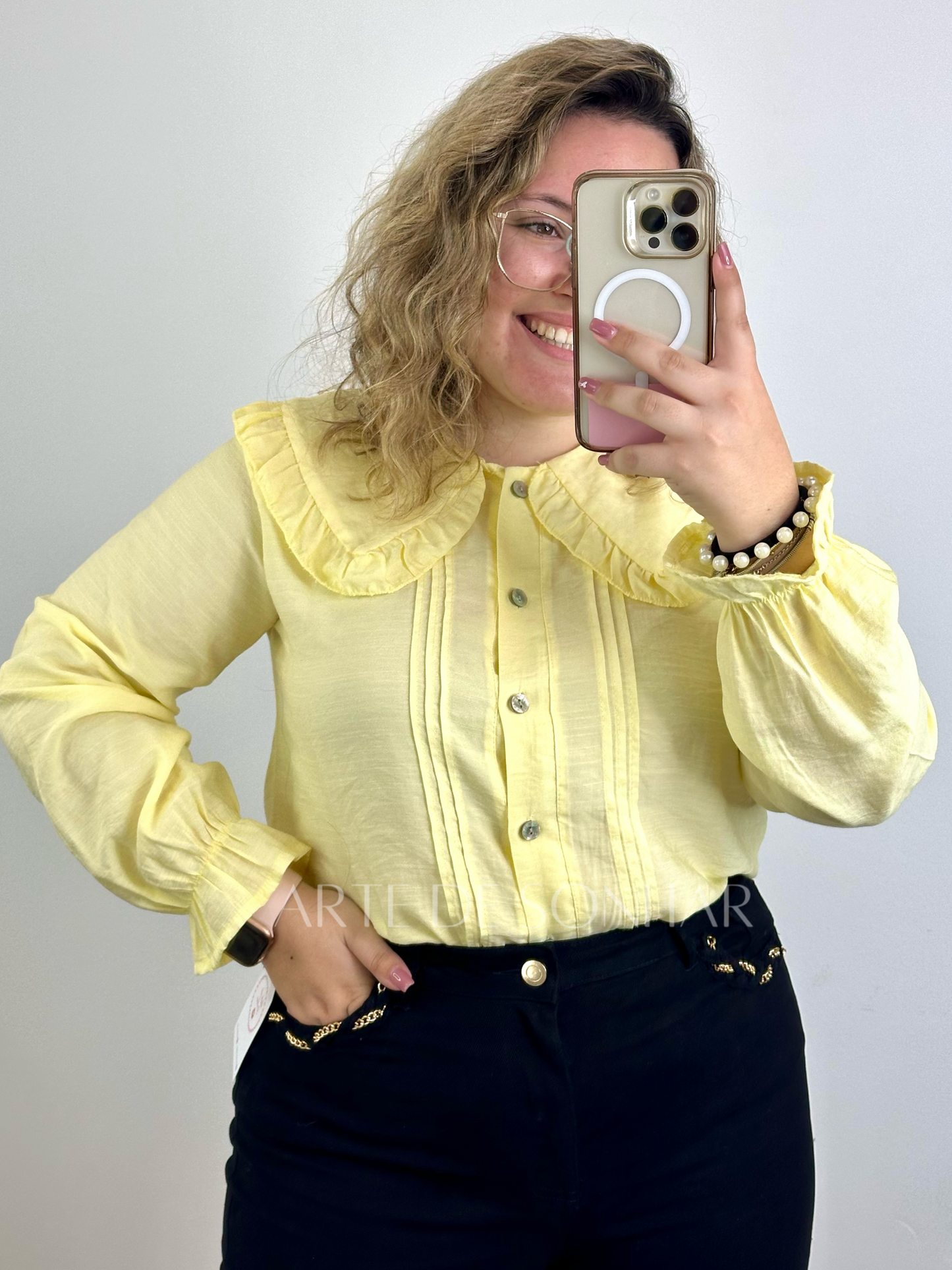 Blusa dos babados amarela