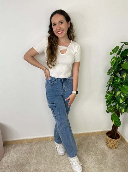 Calças de ganga cargo