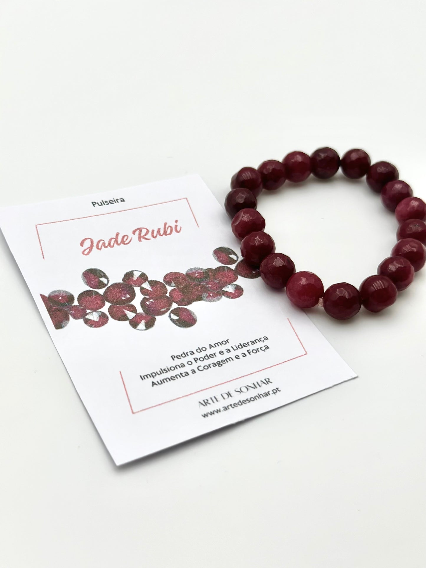 Pulseira da Pedra Jade Rubi 8 mm
