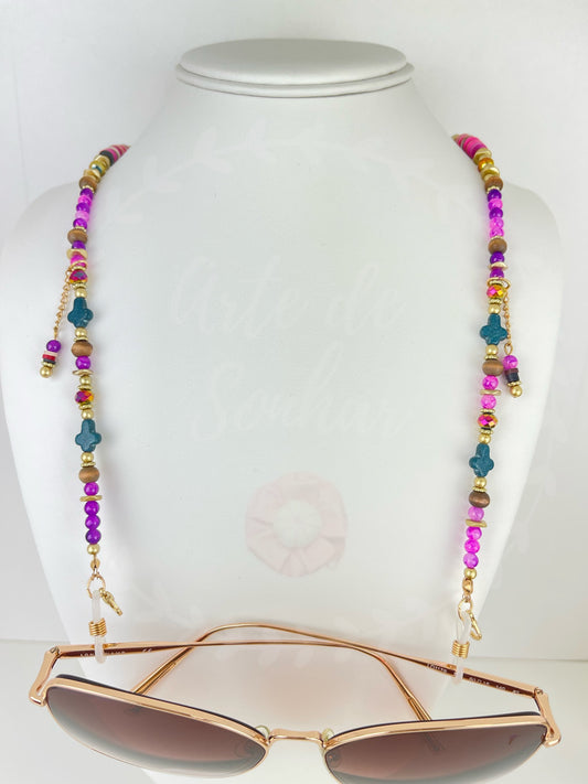 Corrente de óculos roxa