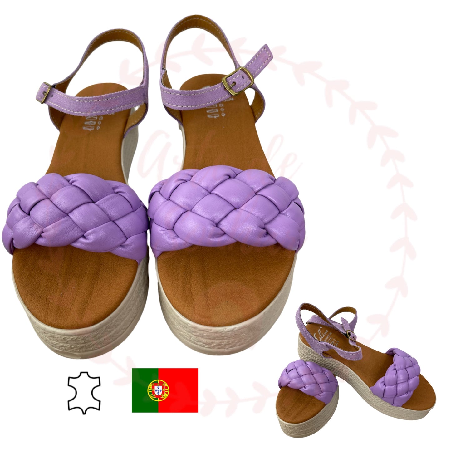 Sandálias em pele lavanda 🇵🇹