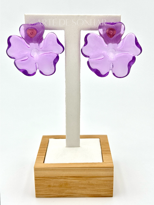 Brincos da flor lavanda