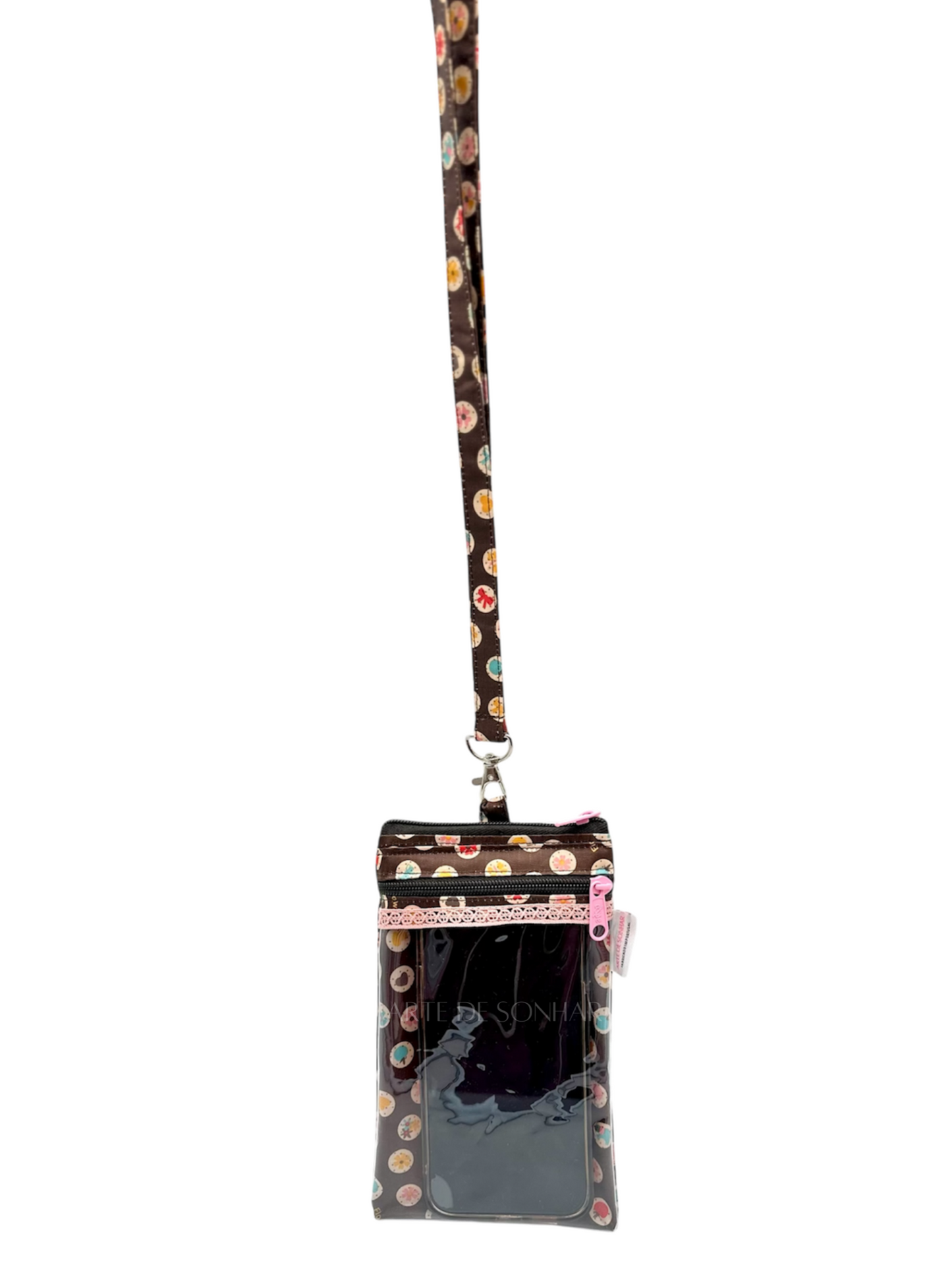 Bolsa de telemóvel de pescoço M castanha