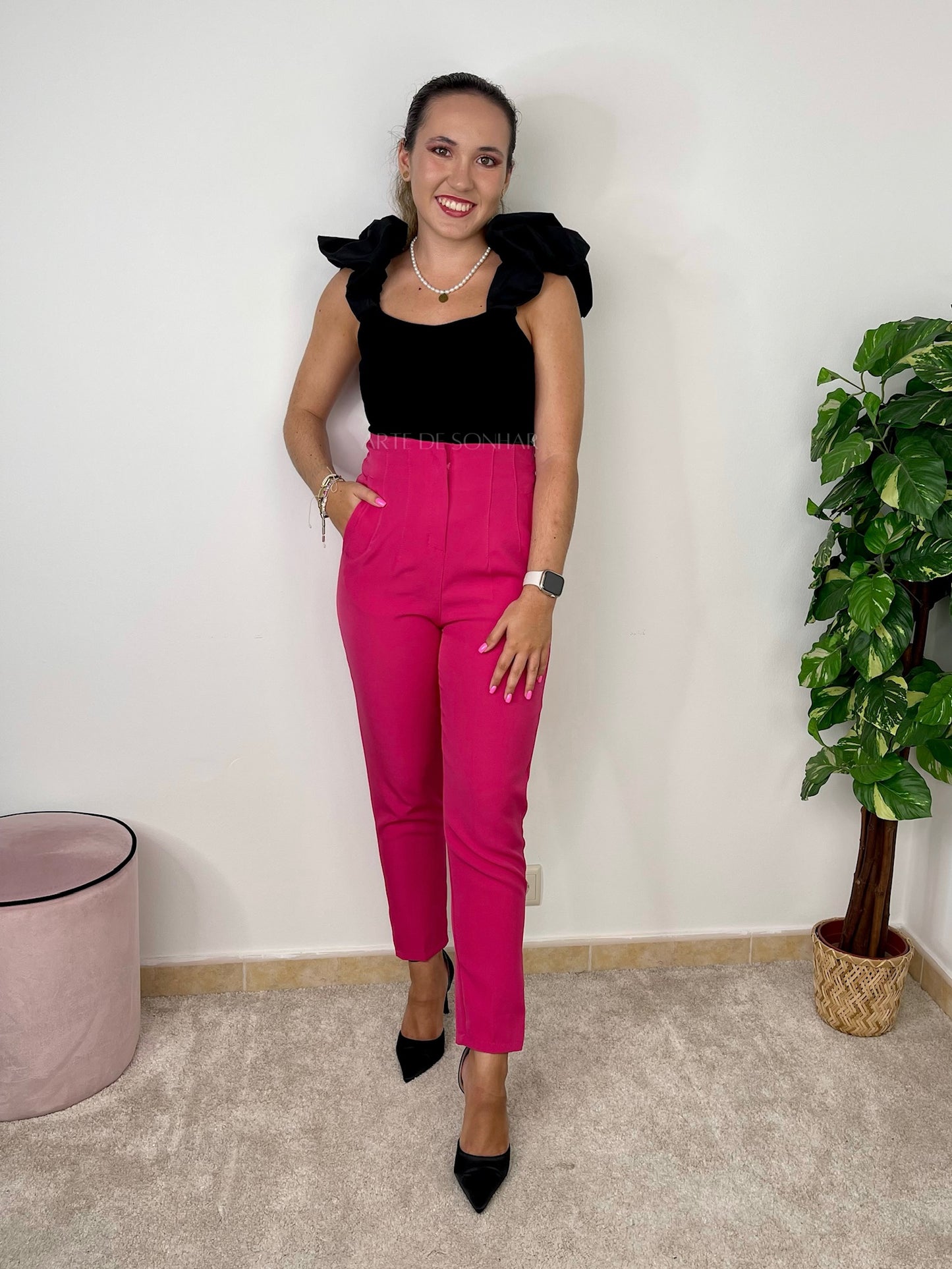 Top de malha de frufru