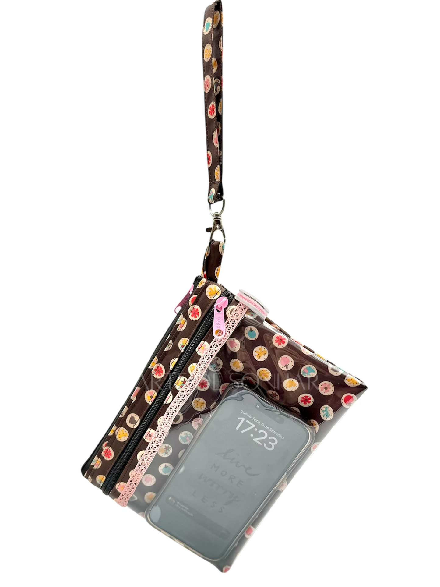 Bolsa de telemóvel de mão L castanha