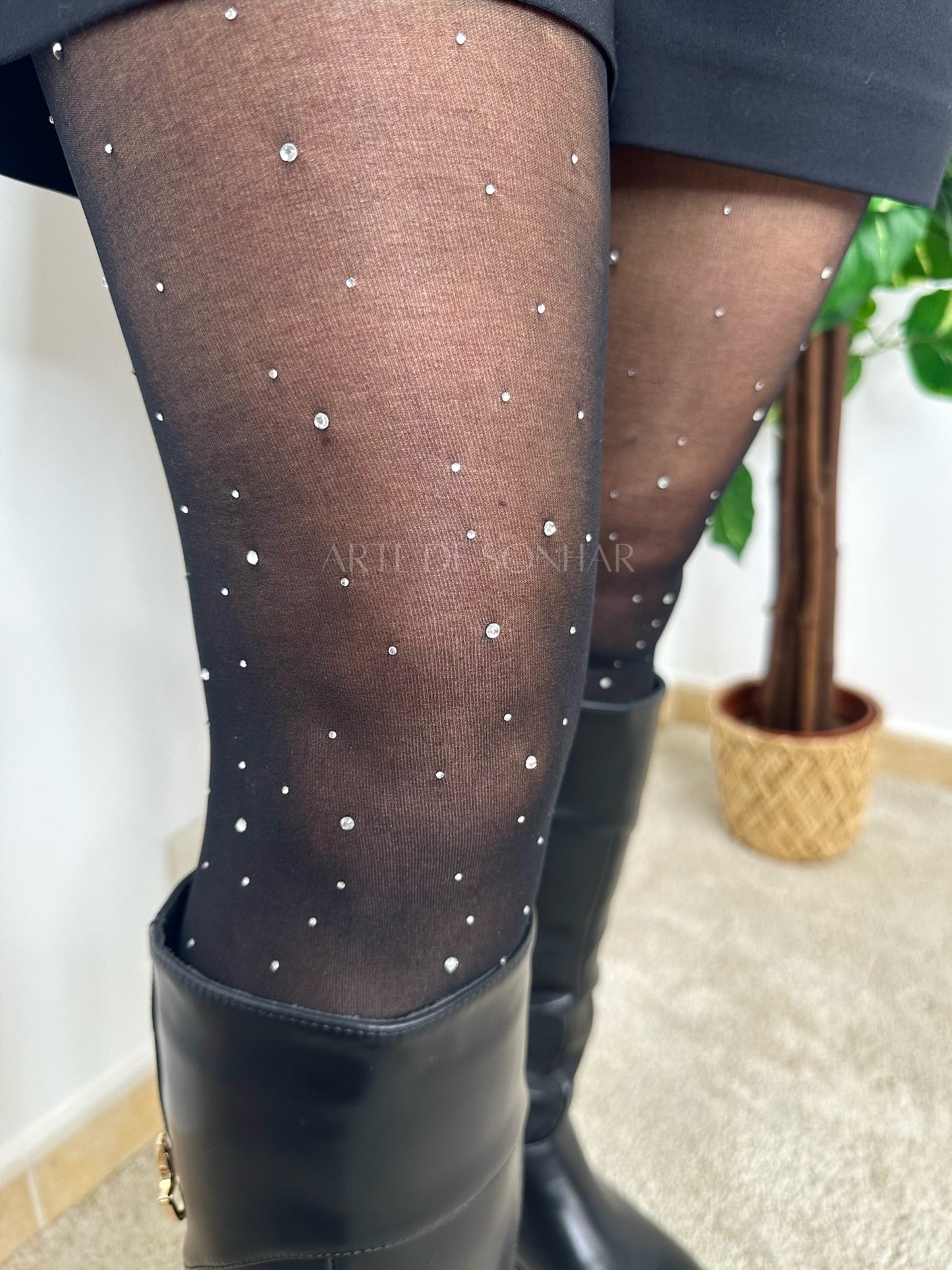 Collants semi opacos com brilhantes Tamanho Único (34-40)