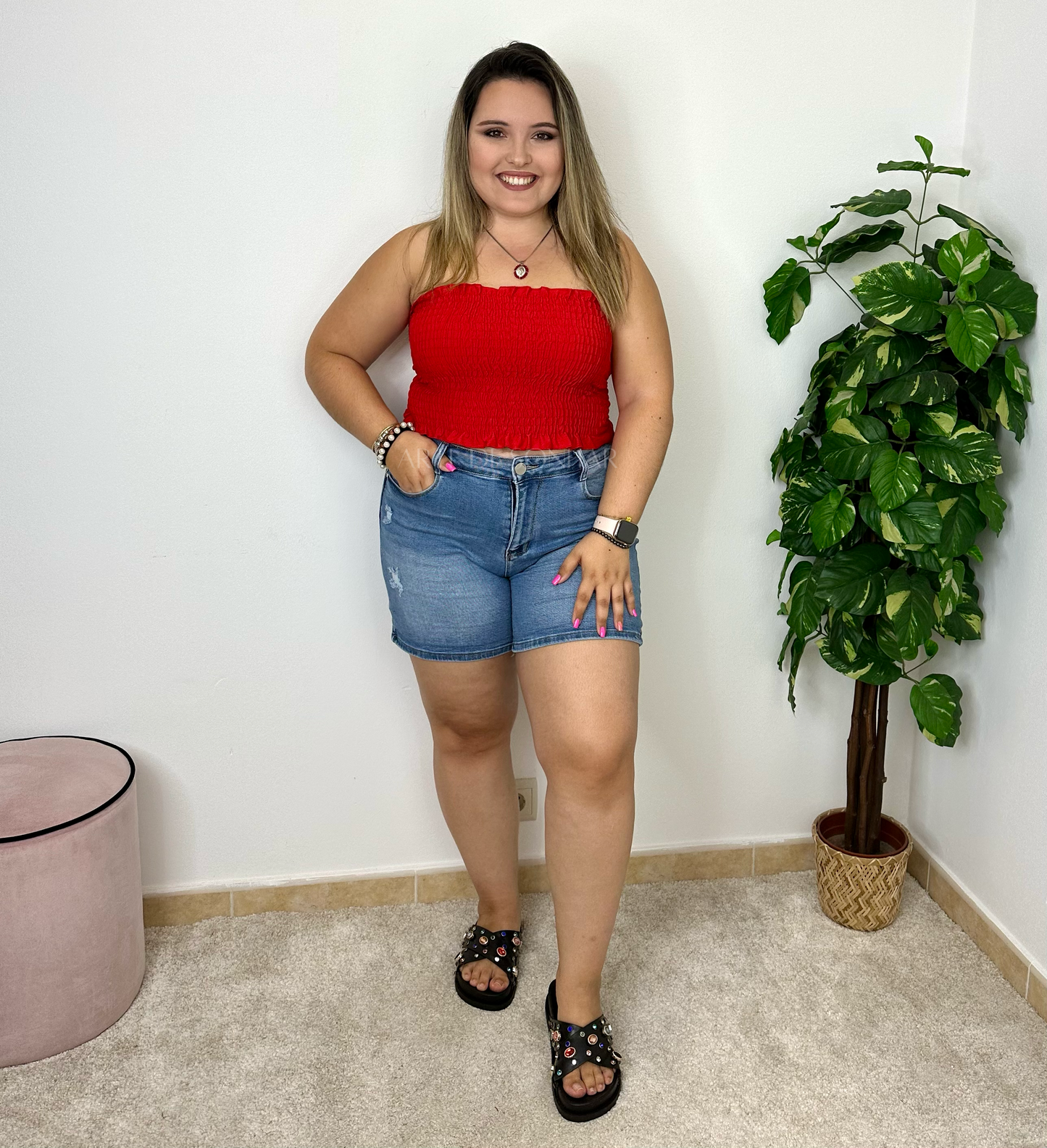 Top faixa franzido