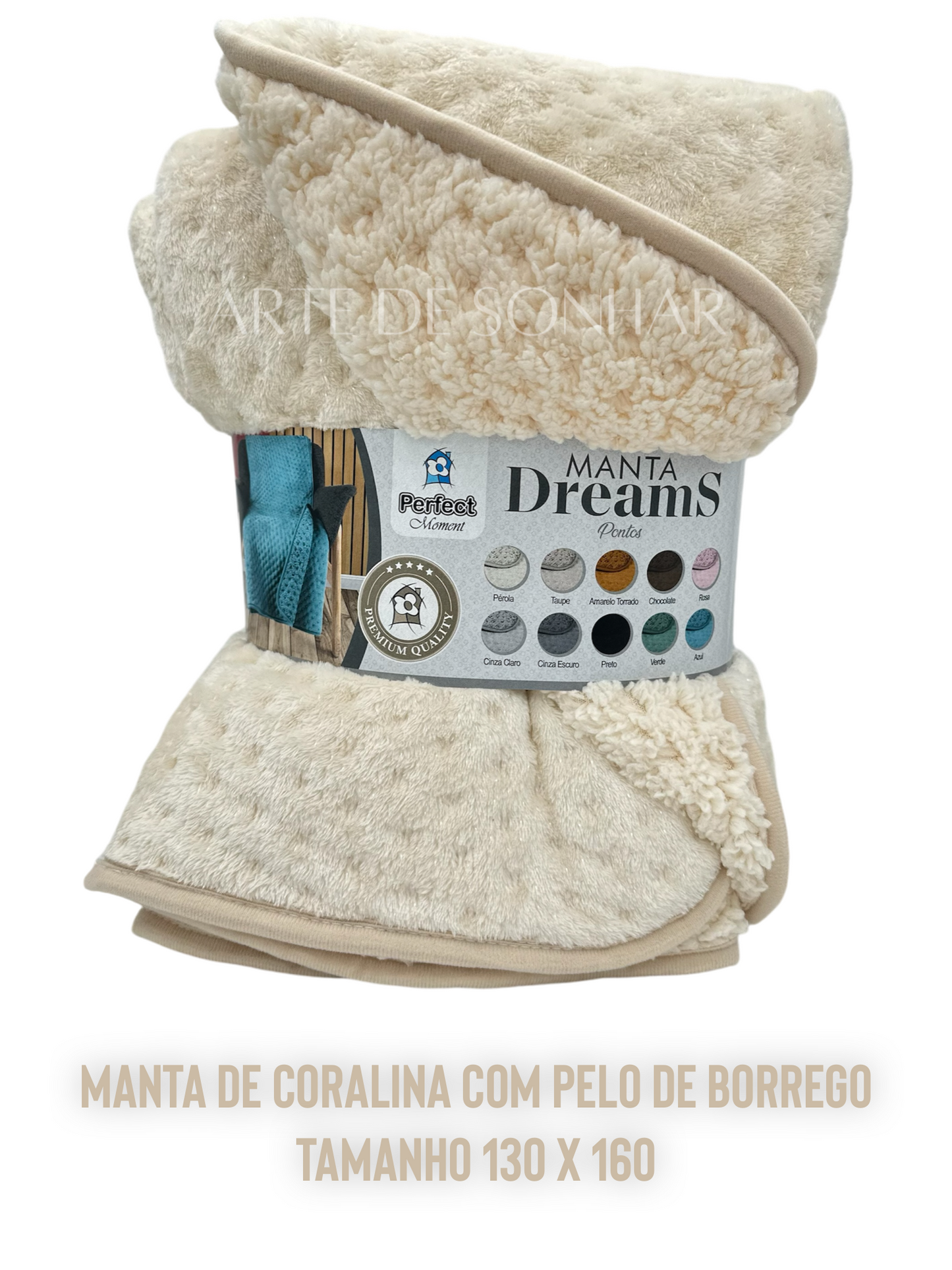 Manta de coralina com pelo de borrego 130 x 160