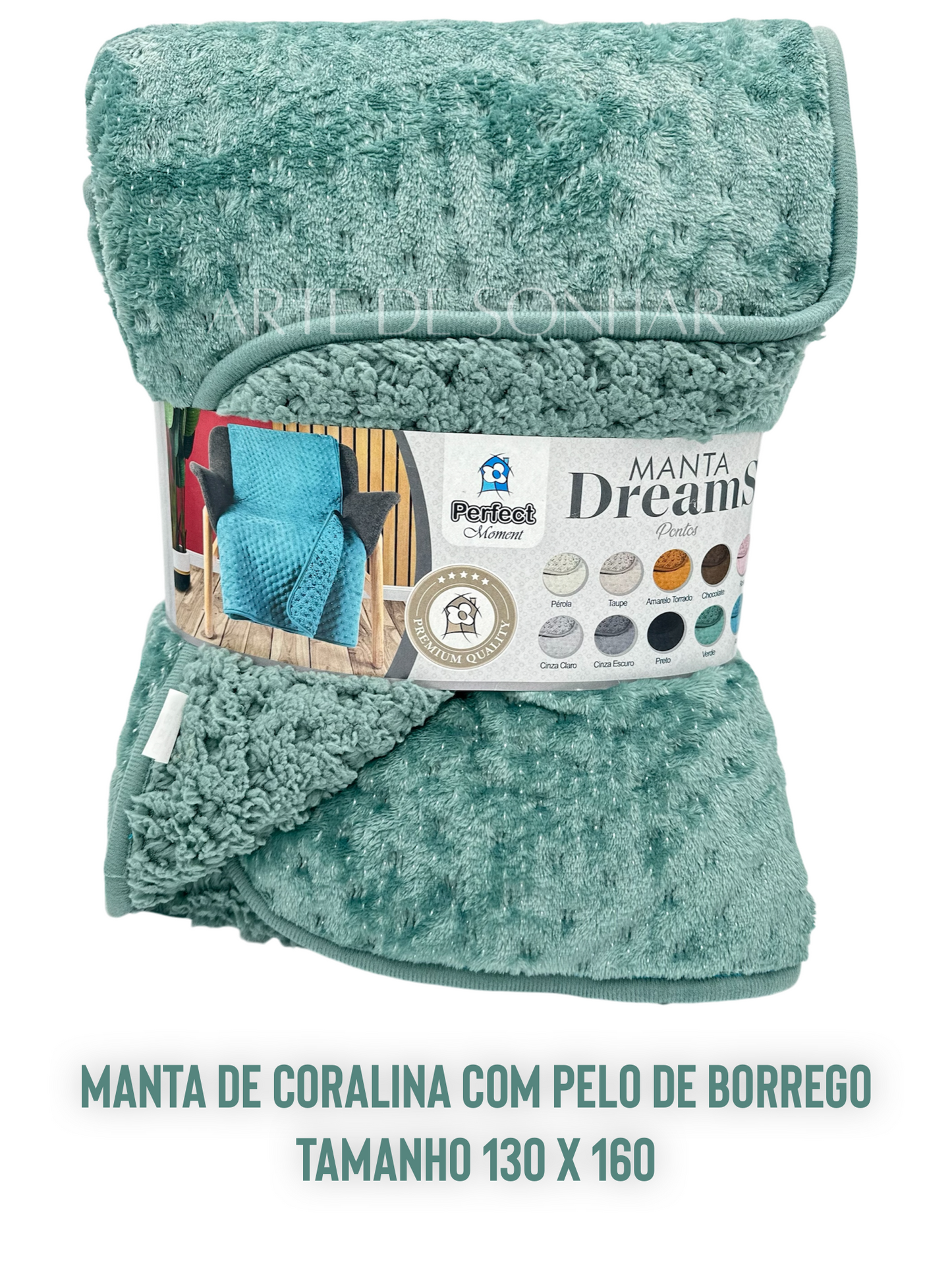 Manta de coralina com pelo de borrego 130 x 160