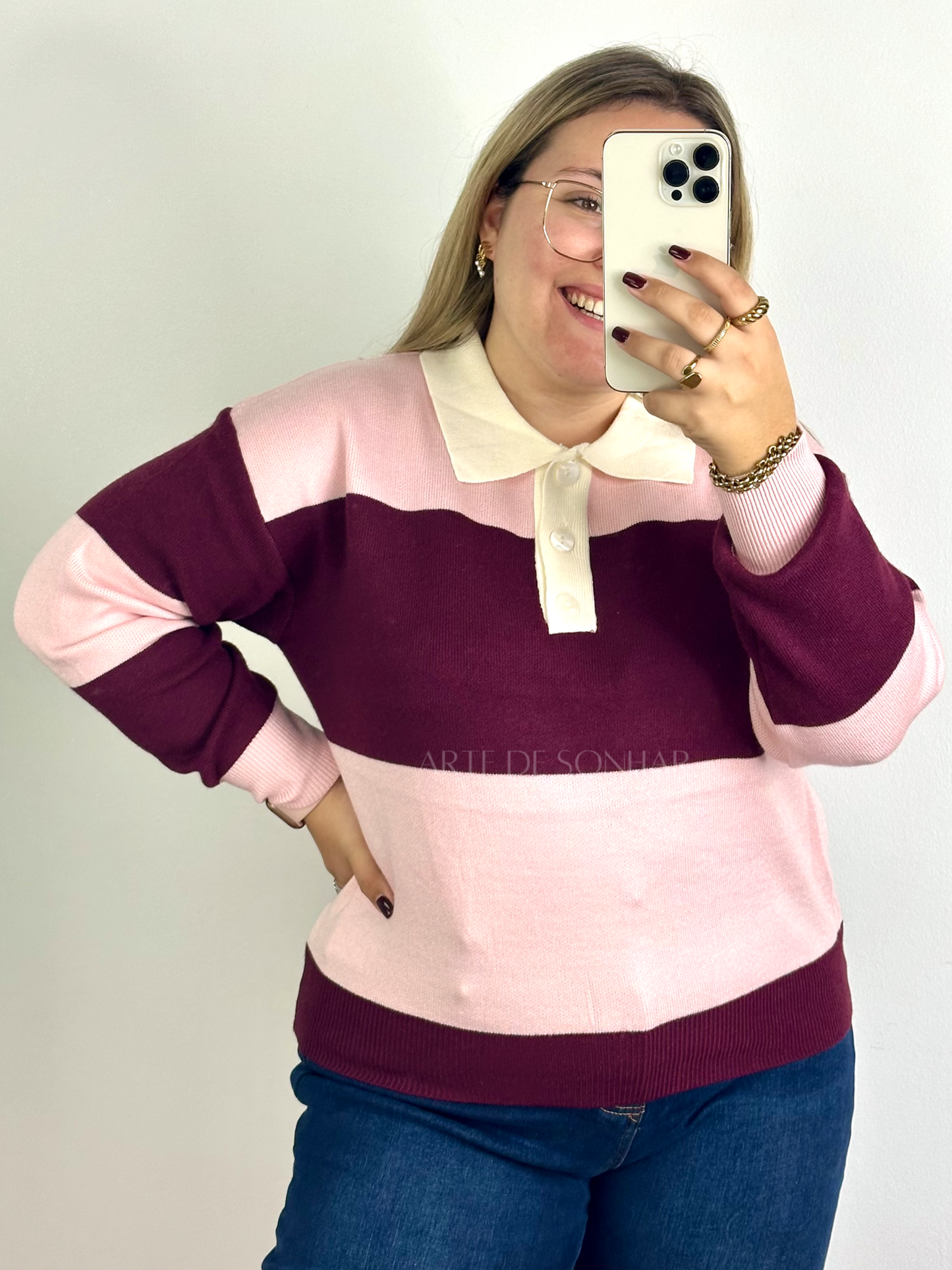 Polo rosa e bordeaux
