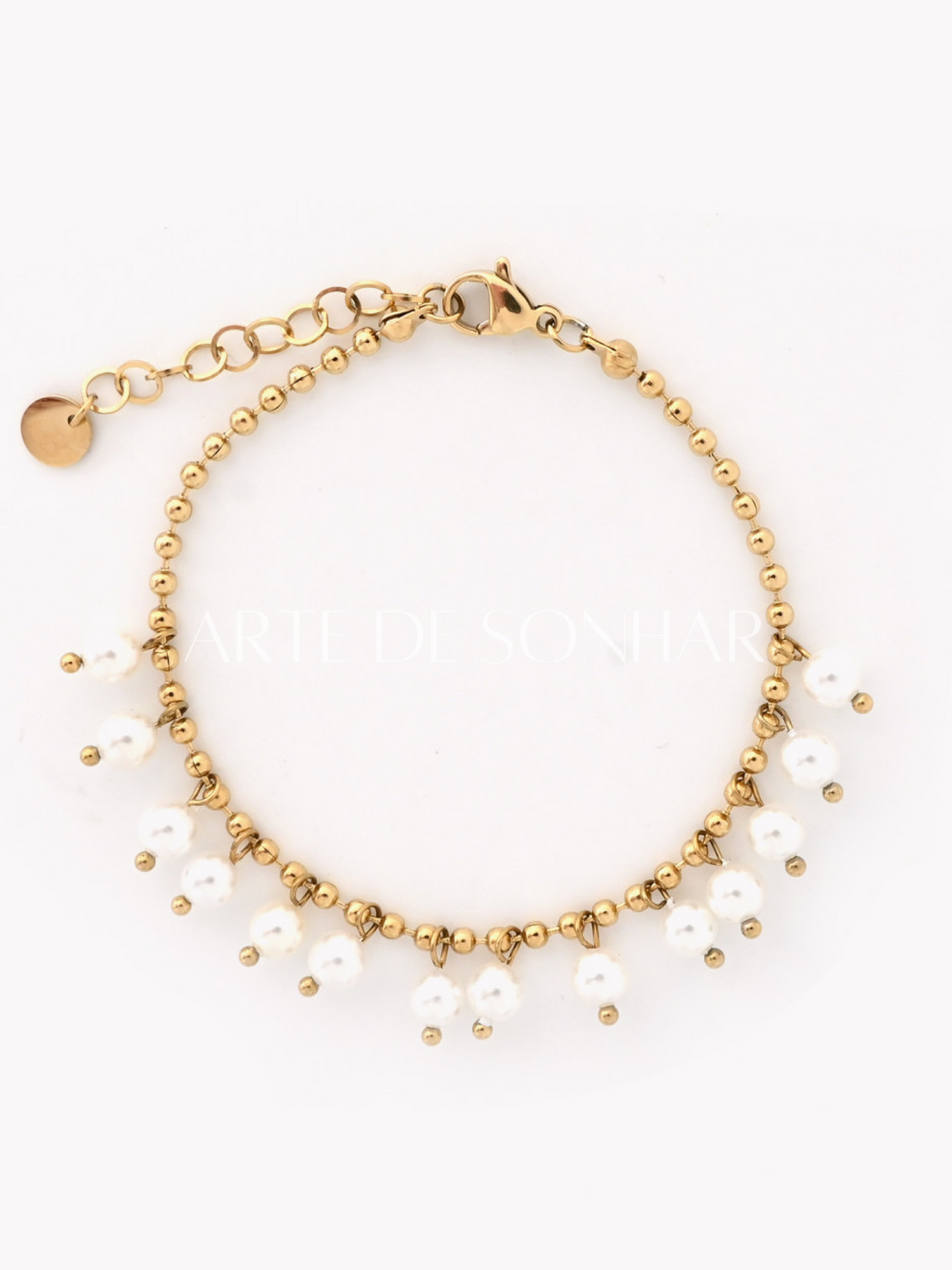 Pulseira com bolinhas e pérolas