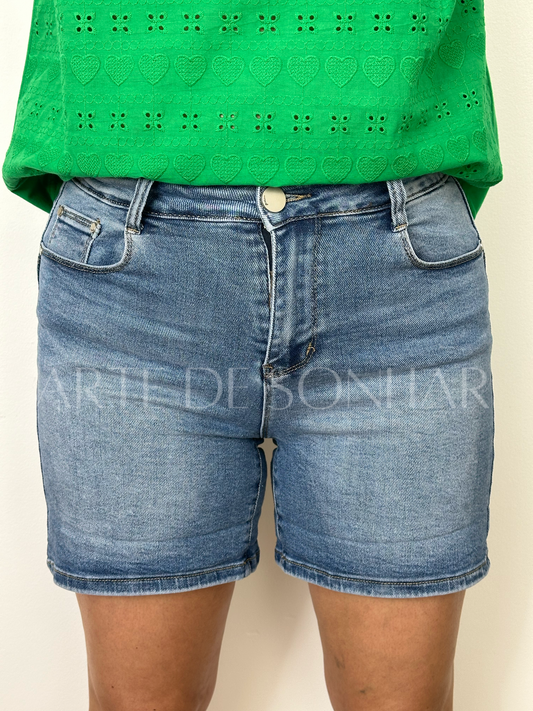 Calções de ganga simples push-up