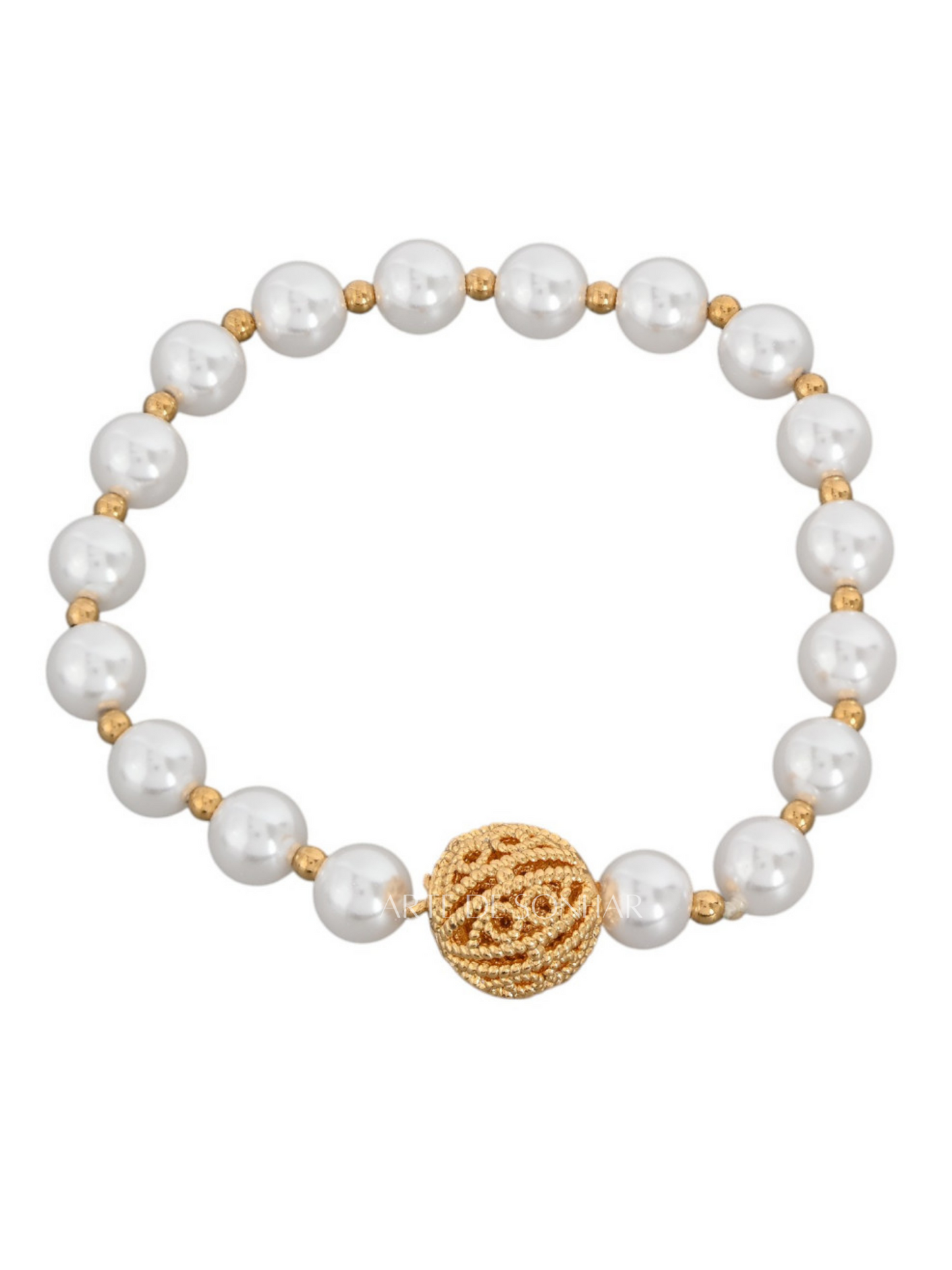 Pulseira de pérolas com conta de Viana em filigrana