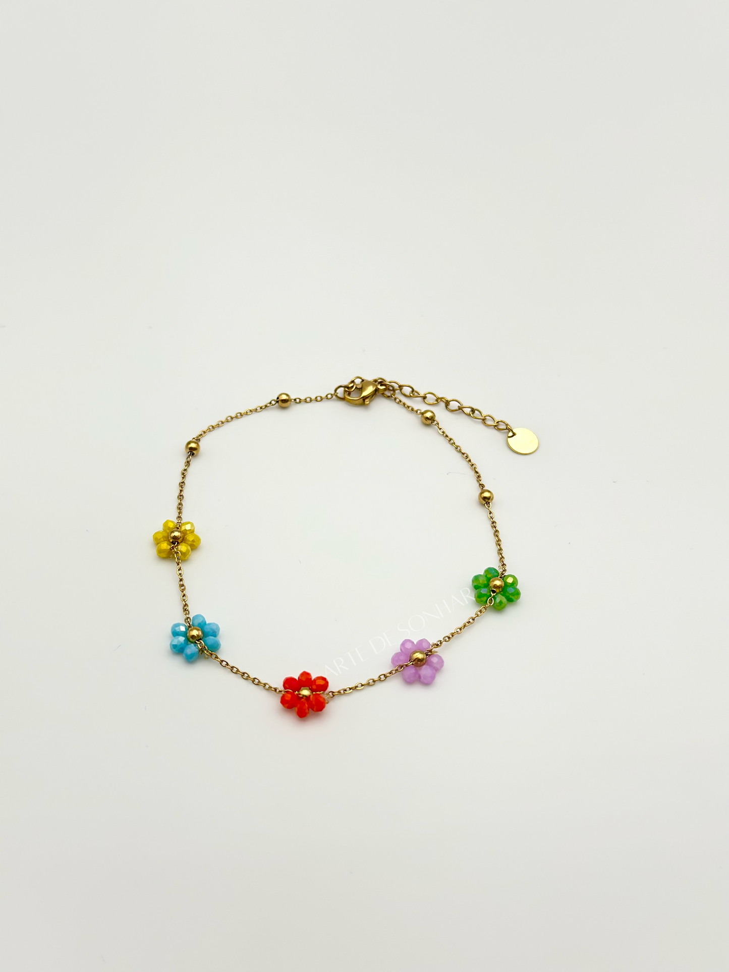 Pulseira de flores multicor