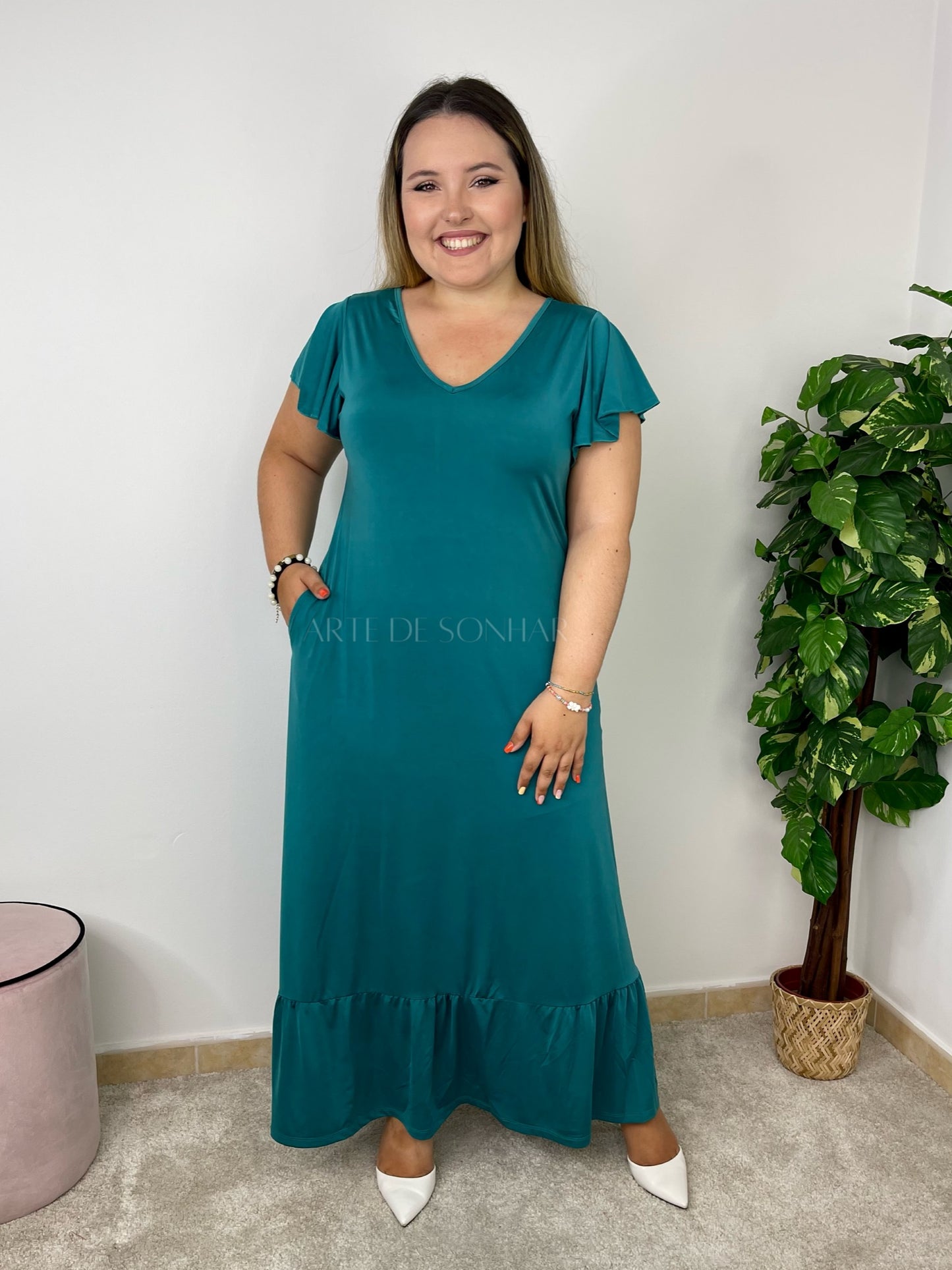 Vestido com folho na manga 🇵🇹