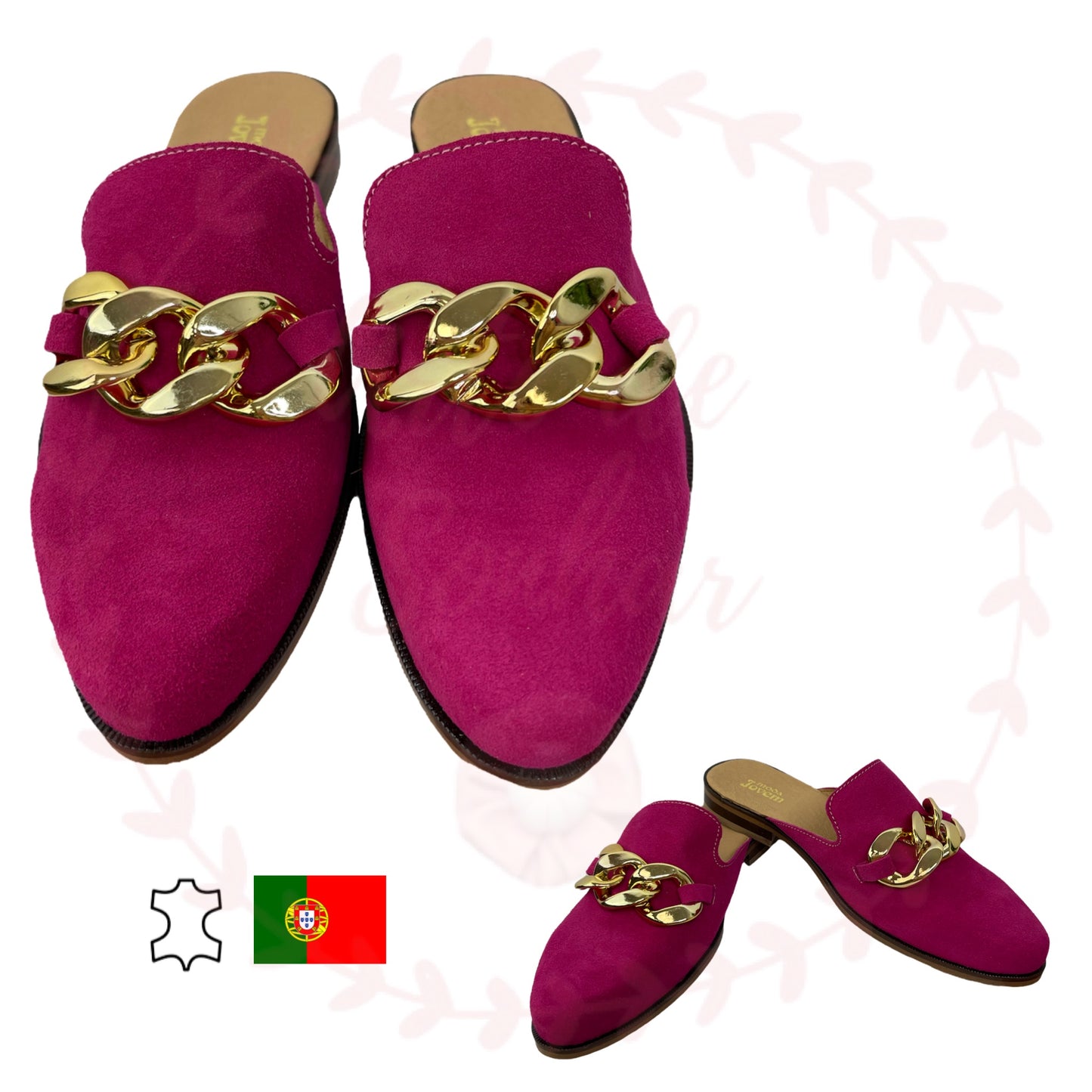 Mules em pele rosa 🇵🇹
