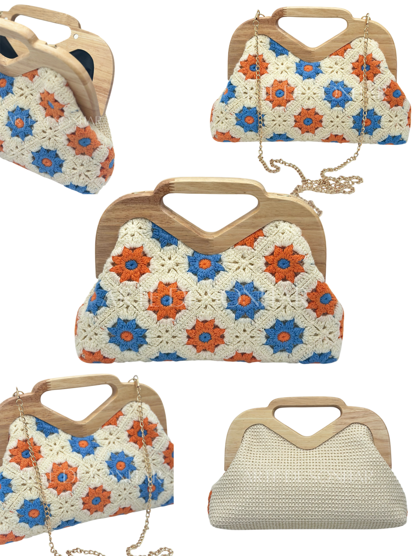 Mala das flores azul e laranja