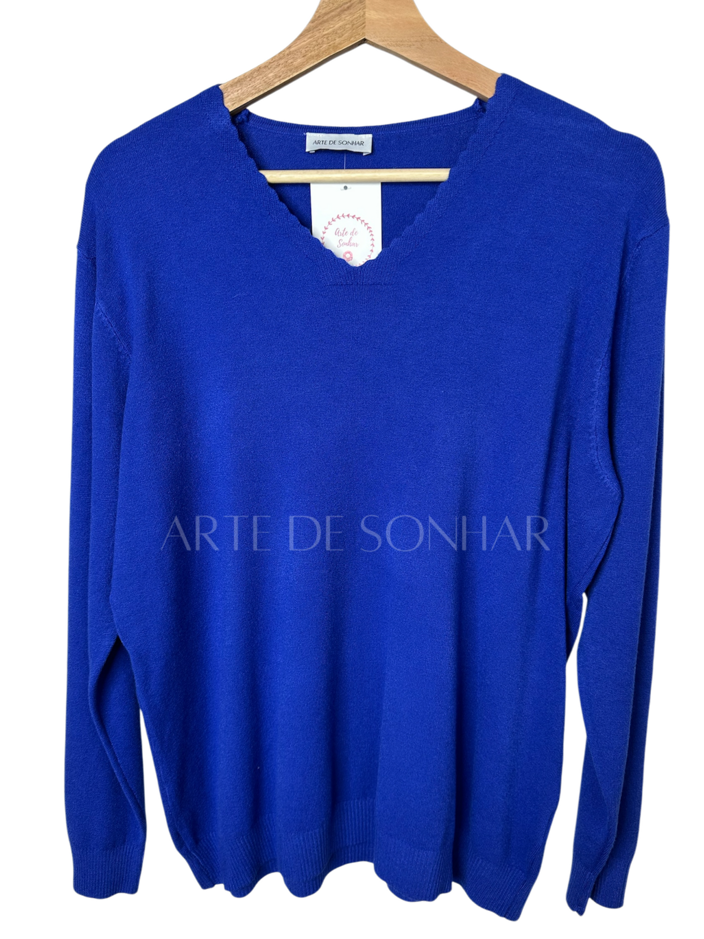 Camisola de malha com gola rebicada