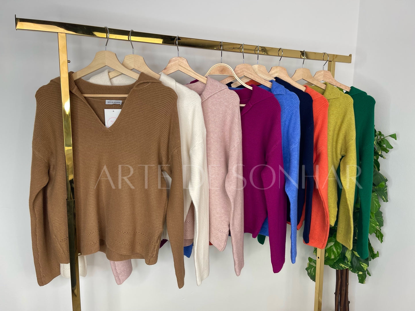 Camisola polo com malha riscada
