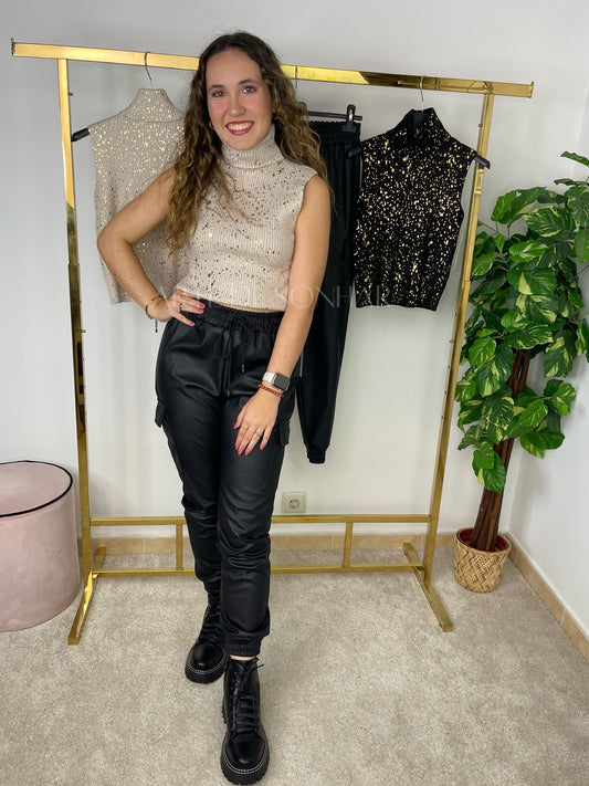 Calças cargo de napa