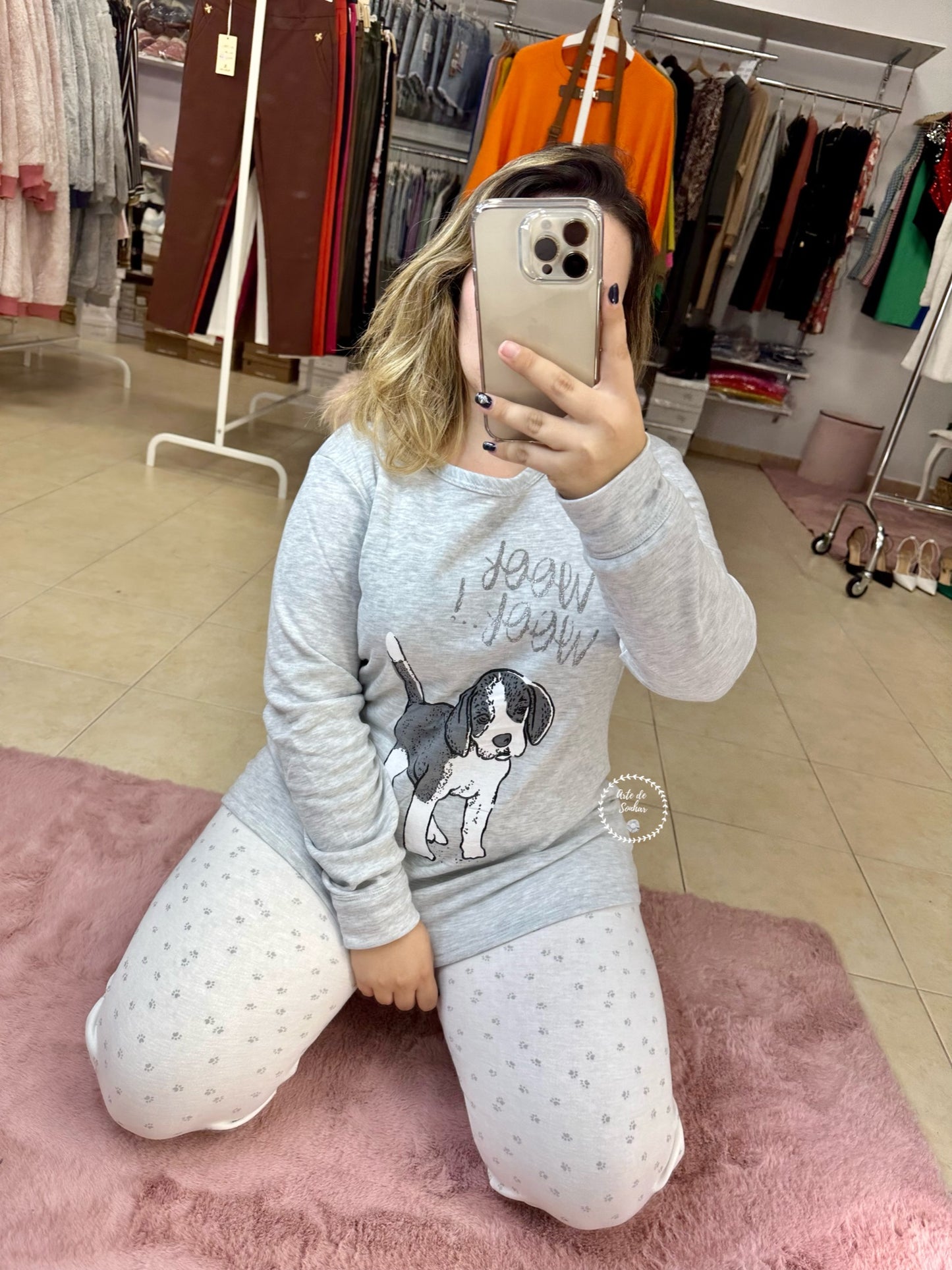 Pijama cinza do cão