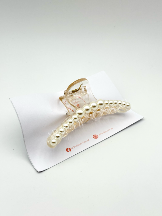 Mola de cabelo com pérolas grandes