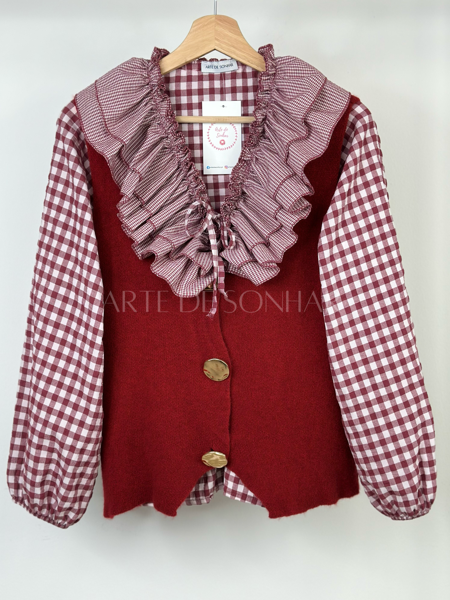 Blusa do xadrez com folhos