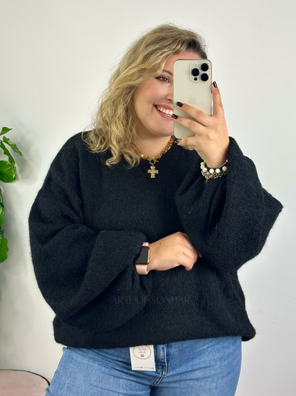 Camisola de malha preta oversize
