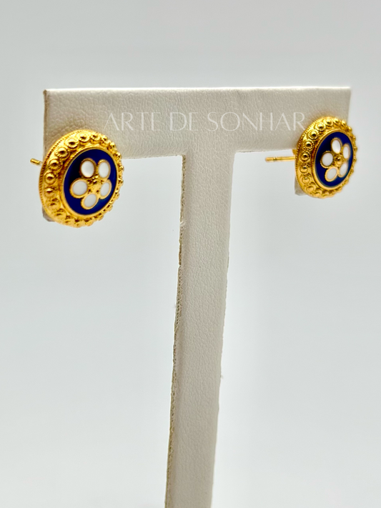 Brincos caramujo azul