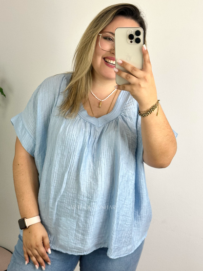 Blusa texturizada azul