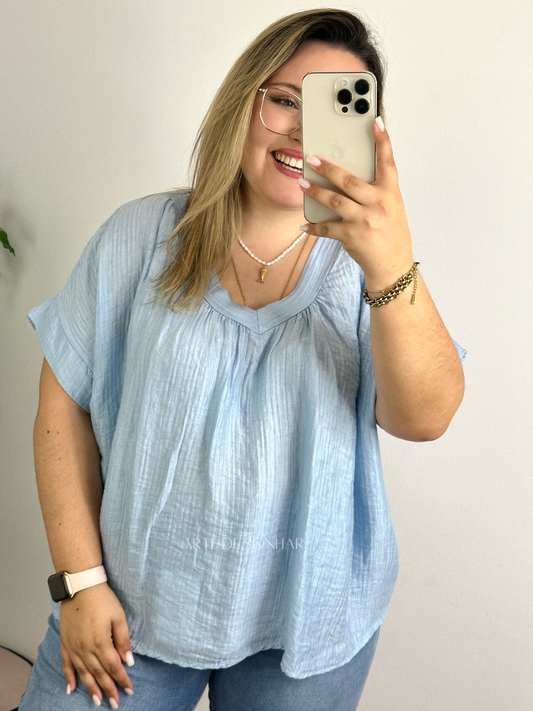 Blusa texturizada azul