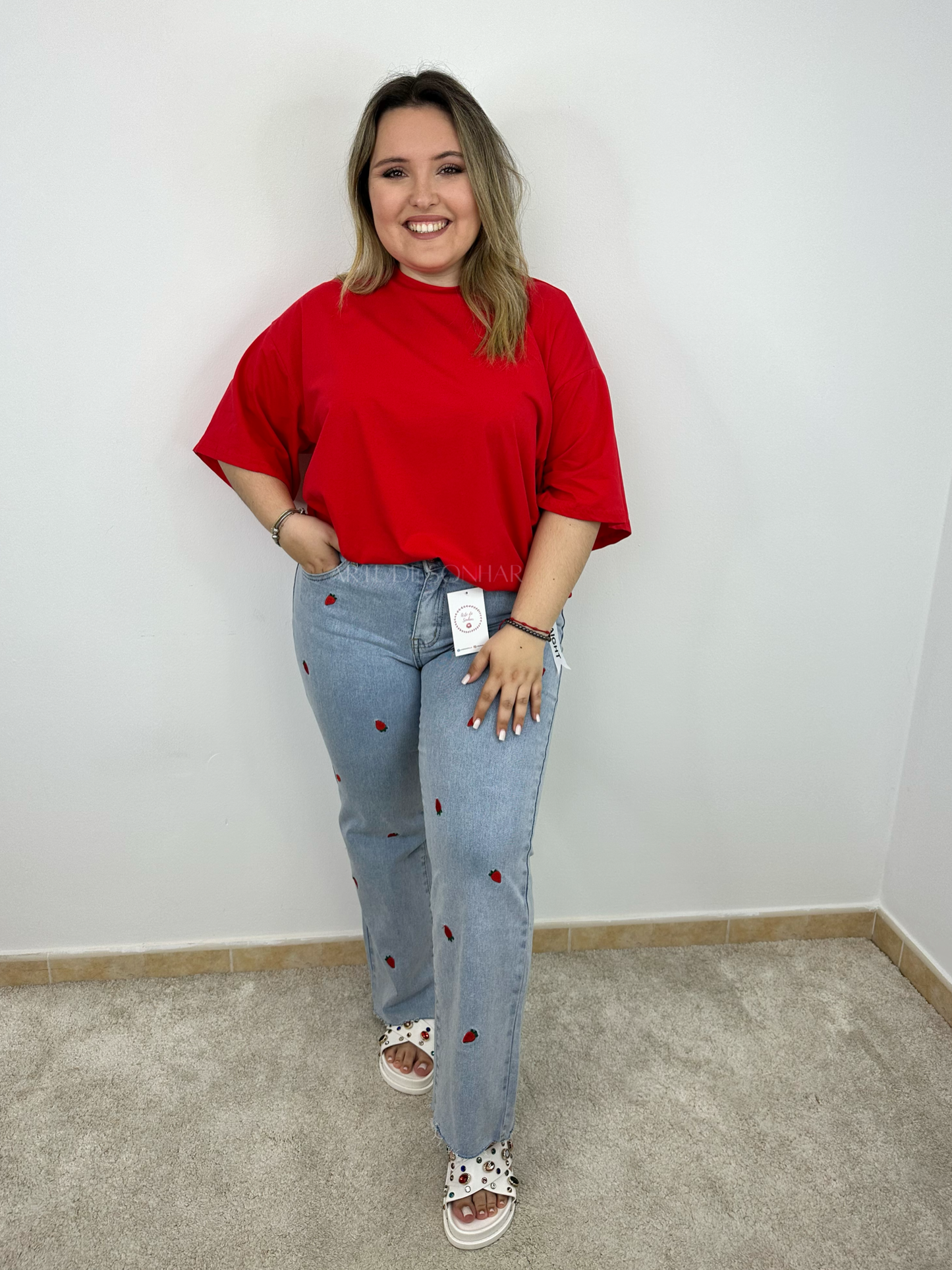 T-shirt oversized vermelha