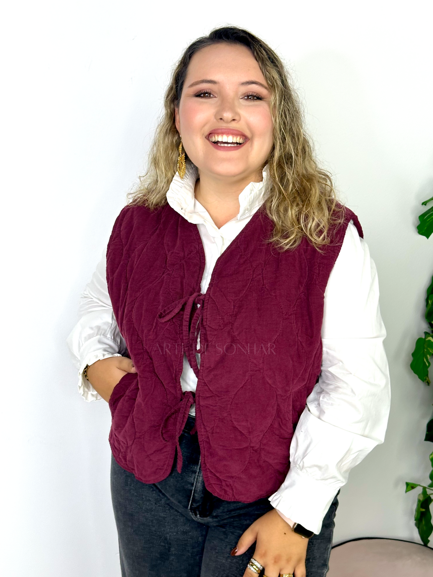 Colete de bombazine bordeaux