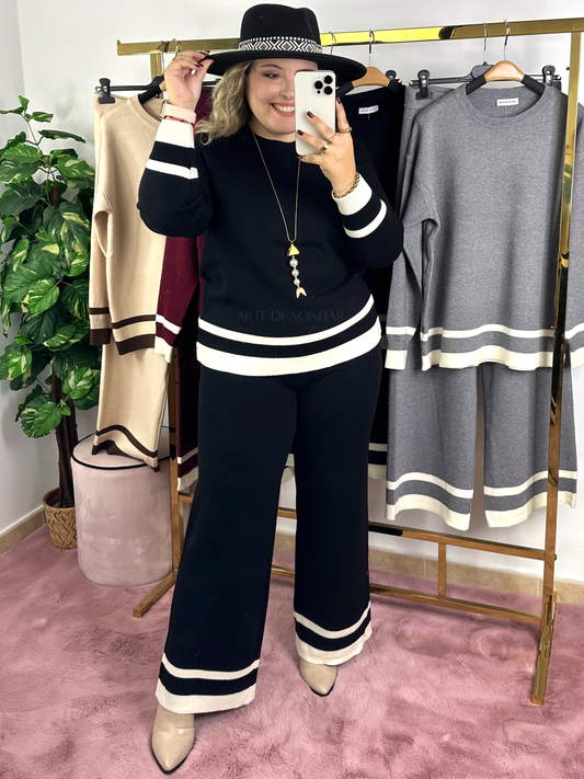 Conjunto de malha com riscas