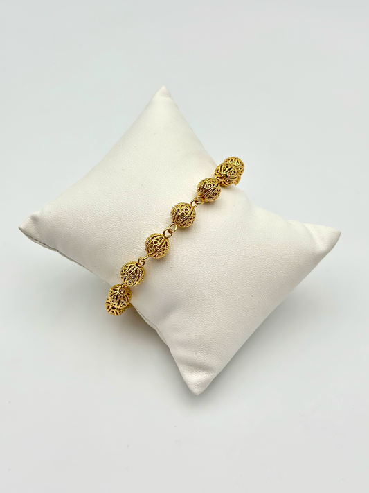 Pulseira com contas de Viana em filigrana 8 mm