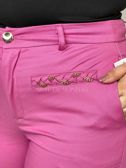Calça da trança rosa