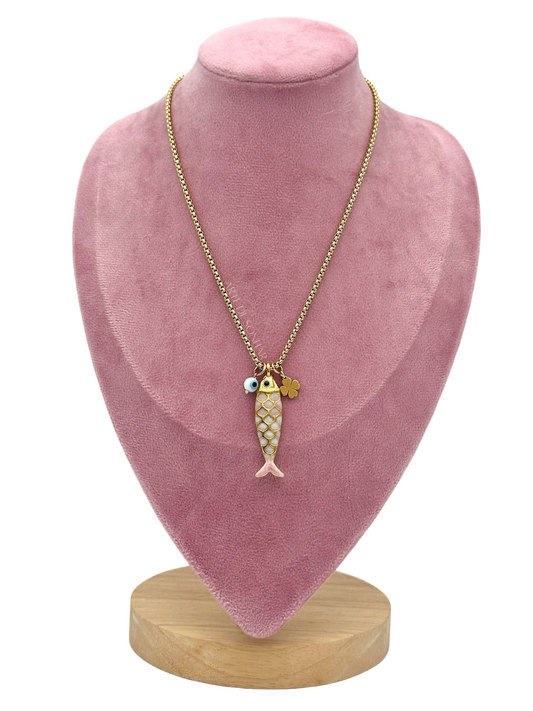 Colar do peixinho bege